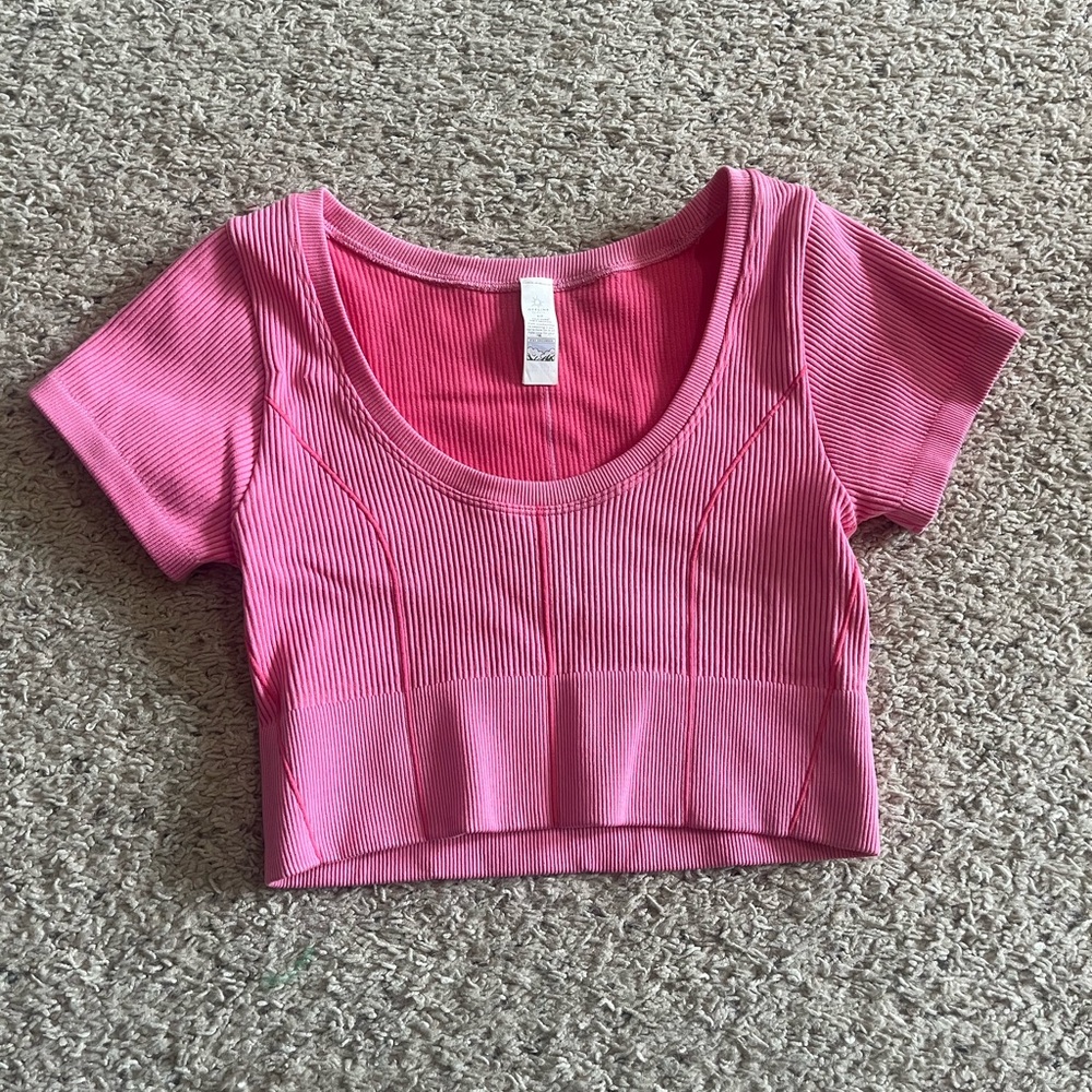 Offline by Aerie Pink Ribbed Crop Top